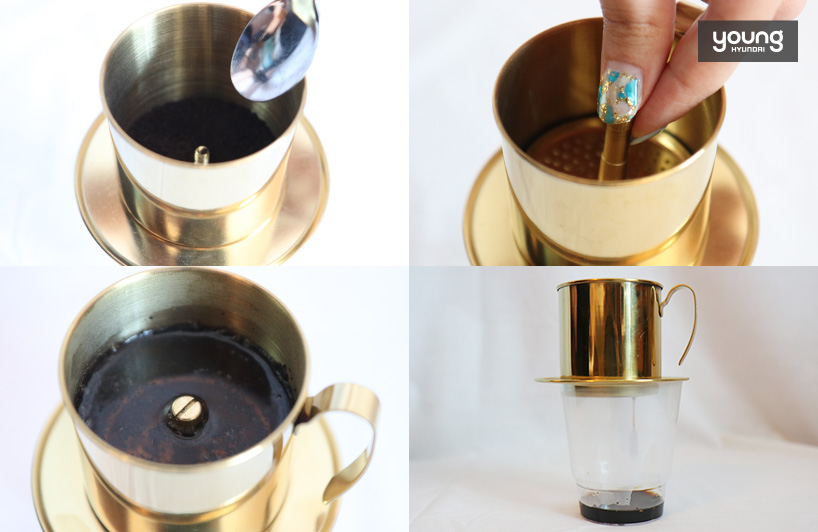 ▲ 커피핀으로 커피를 추출하는 방법